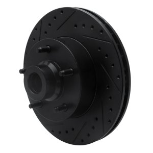 Dodge Ram 1500 Van Brake Rotor (1) - Front Left - R1 Concepts - Drilled & Slotted - Black - 2003